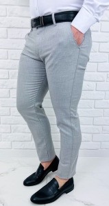 Jasnoszare bawełniane eleganckie spodnie slim fit 6545 A.Gri