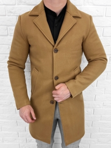 Płaszcz męski camelowy jednorzędowy kymaxx 5135-6