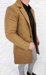 Płaszcz męski camelowy jednorzędowy kymaxx 5135-6