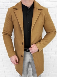 Płaszcz męski camelowy jednorzędowy kymaxx 5135-6