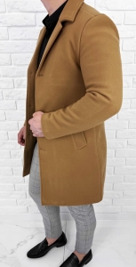 Płaszcz męski camelowy jednorzędowy kymaxx 5135-6