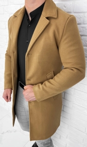 Płaszcz męski camelowy jednorzędowy kymaxx 5135-6