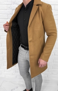 Płaszcz męski camelowy jednorzędowy kymaxx 5135-6