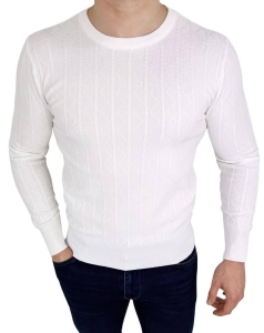 Biały sweter męski Stylovy HHL8069
