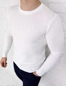 Biały sweter męski Stylovy HHL8069