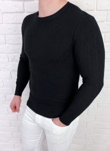 Czarny sweter męski Stylovy HHL8069