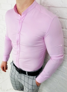 Różowa koszula oxford ze stójką slim fit 1983
