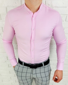 Różowa koszula oxford ze stójką slim fit 1983