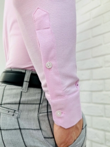 Różowa koszula oxford ze stójką slim fit 1983