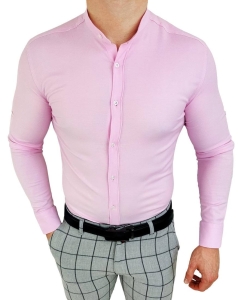 Różowa koszula oxford ze stójką slim fit 1983