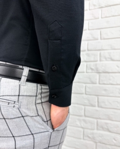 Czarna koszula oxford z kołnierzem slim fit VP1978