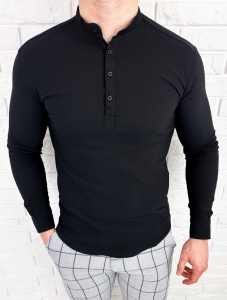 Czarna koszula slim fit zapięcie do połowy 1988