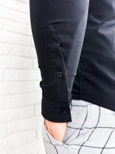 Czarna koszula slim fit zapięcie do połowy 1988