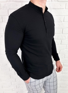 Czarna koszula slim fit zapięcie do połowy 1988