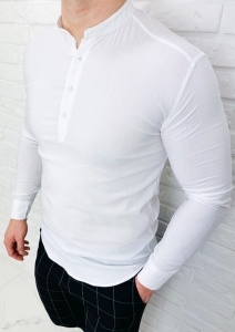 Biała koszula slim fit zapięcie do połowy 1988
