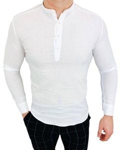 Biała koszula slim fit zapięcie do połowy 1988