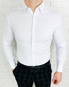 Biała koszula oxford z kołnierzem slim fit VP1977