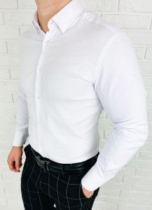 Biała koszula oxford z kołnierzem slim fit VP1977
