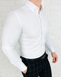 Biała koszula oxford z kołnierzem slim fit VP1977