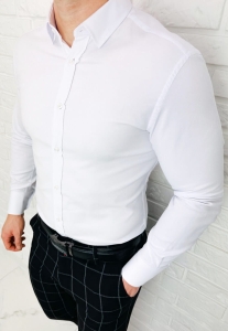 Biała koszula oxford z kołnierzem slim fit VP1977