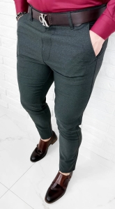 Szare eleganckie spodnie męskie slim fit 1991