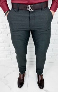 Szare eleganckie spodnie męskie slim fit 1991