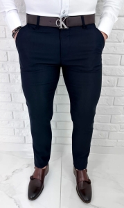 Granatowe eleganckie spodnie męskie slim fit 1992