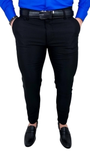 Czarne eleganckie spodnie męskie slim fit 1990