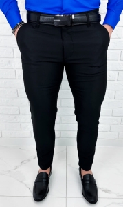 Czarne eleganckie spodnie męskie slim fit 1990