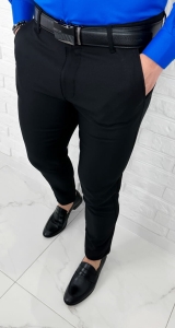 Czarne eleganckie spodnie męskie slim fit 1990