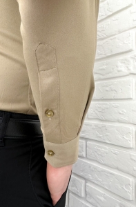 Beżowa koszula męska slim fit z kołnierzem RS-1000