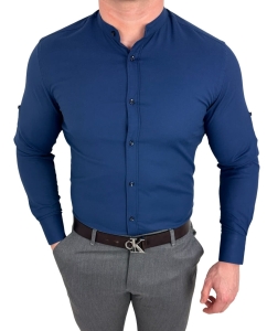 Koszula męska granatowa ze stójką slim fit oxford VP2000
