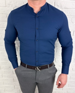 Koszula męska granatowa ze stójką slim fit oxford VP2000