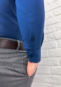 Koszula męska granatowa ze stójką slim fit oxford VP2000