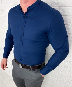 Koszula męska granatowa ze stójką slim fit oxford VP2000