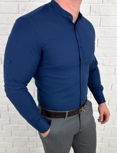 Koszula męska granatowa ze stójką slim fit oxford VP2000
