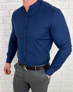 Koszula męska granatowa ze stójką slim fit oxford VP2000
