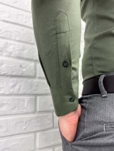 Koszula męska khaki ze stójką slim fit oxford VP1998