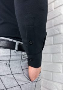 Koszula męska ze stójką czarna slim fit oxford VP1999