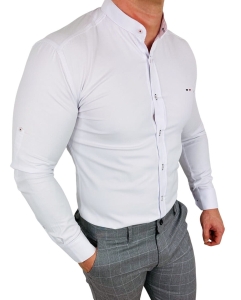 Koszula męska biała oxford ze stójką slim fit logo 2006