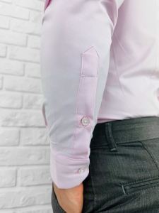 Koszula męska slim fit ze stójką różowa RS-1130