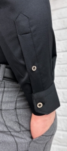 Koszula męska czarna z kołnierzem slim fit Stylovy 1962