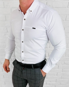 Koszula męska biała z kołnierzem slim fit Stylovy 1962