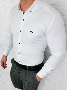 Koszula męska biała z kołnierzem slim fit Stylovy 1962