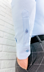 Koszula męska niebieska oxford ze stójką slim fit logo 2006
