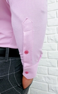 Koszula męska różowa oxford ze stójką slim fit logo 2006