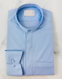 Koszula męska niebieska długi rękaw ze stójką slim fit vp3