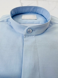 Koszula męska niebieska długi rękaw ze stójką slim fit vp3