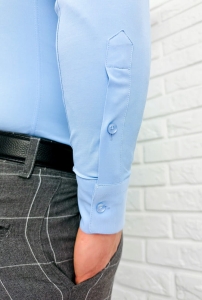 Koszula męska niebieska długi rękaw ze stójką slim fit vp3
