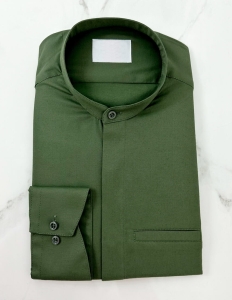 Koszula męska khaki długi rękaw ze stójką slim fit vp3